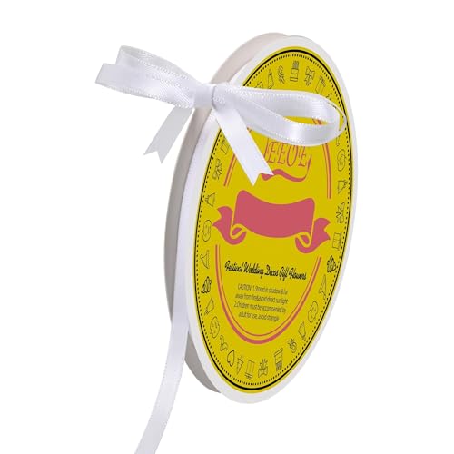 Image of Double Face White Satin Ribbon 1 /4 inch X 50 Yards Polyester White Ribbon for Gift Wrapping Very Suitable for Weddings Party Hair Bow Invitation Decorations and More