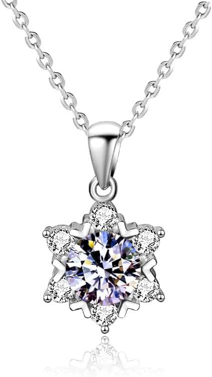 Necklace,1 Carat White Gold Plated 925 Sterling Silver Necklace for Women Anniversary Birthday Jewelry Gift