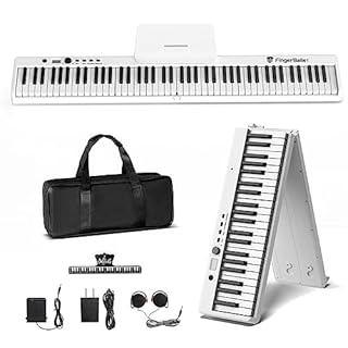 FingerBallet Portable Piano Keyboard, Semi-Weighted Folding Digital Piano 88 Key, Full Size, Wood Grain, Electric Piano Keyboard w/MIDI Bluetooth, Suitable for Adult, Toddler