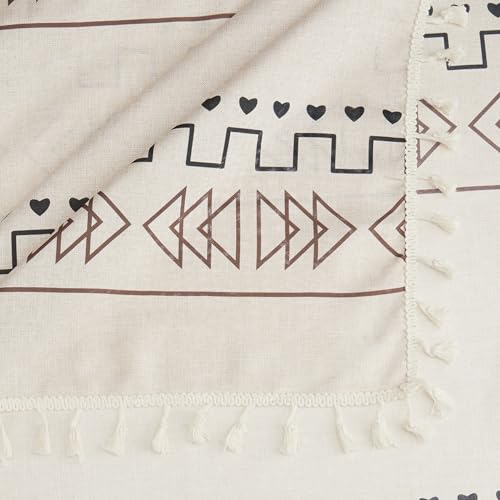 Image of Cortina Tablecloth for Dining Table Waterproof Table Cover, Cotton Linen Fabric Rectangle Tablecloth (Boho-Black, 6 Seater)