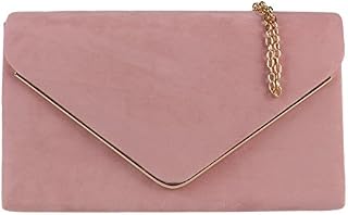 Girly Handbags Faux Suede Clutch Bag Envelope Metallic Handbag