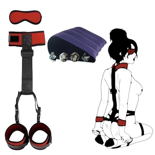 Sex Bondage Restraints BDSM Toys, Versatile Bed Restraints Couple Sex Toys with Straps Bondage Cuffs Blindfold Feather Kit,Sex Toys Bondage Gear & Accessories for Couples Game Sweater Yoga HN/26