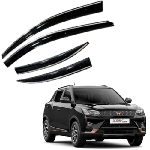 Image of CAR SAAZ Chrome Line Door Visor for XUV 400 (2023-Present) (Set of 4Pcs) | Rain Guard | Wind Deflector