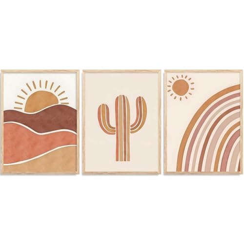 Image of HOTHOUSE Boho Art Home Decoration Paintings With Frame For Living Room Bed Room Hotel Wall Decor Digital Reprint Set of 3 (19X25 inch)