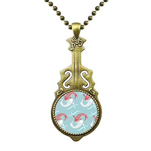 Pendentif japonais vagues de carpe collier Art Déco pour homme et femme