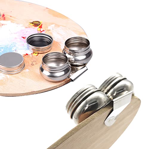 Large Double Palette Cup, Stainless Steel Double Dipper Palette Cup with Lid, for Storing and Mixing for Separate Storage 9.4cm Length x 3cm Height