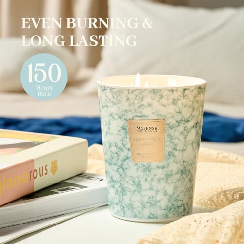 Image of M&SENSE Extra Large Candle 35oz 150H FreshSageCitrus Scented Candle,3 Wick Highly Scented Jar Candle, XL Candles Gift for Stress Relief, Meditation, Yoga