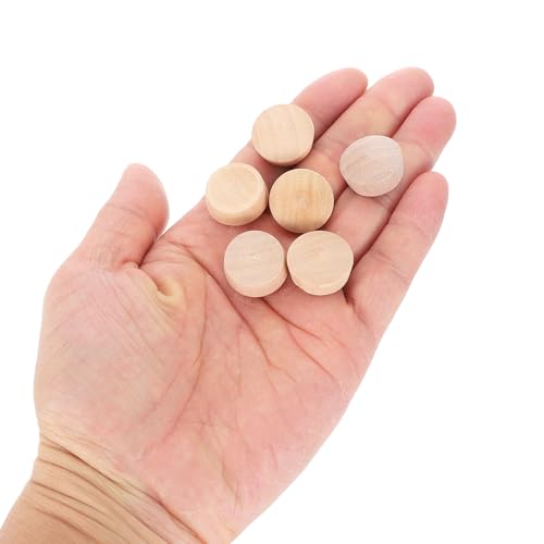 Image of uxcell 16Pcs Wood Button Plugs, 18.5mm /0.73 inch Flat Head Hardwood Screw Hole Plug Wooden Caps Buttons Wood Plug for Furniture Woodworking Craft Decor (20mm x 18.5mm)