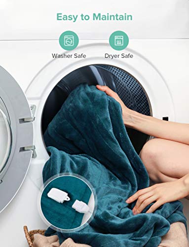 Sable Heated Blanket Electric Throw, 50" x 60" Full Body Size Fast Heating Blankets Flannel, 10 Heating Levels 3 Hours Auto-Off ETL Certified Machine Washable (Blue) (SA-BD038) - Thumbnail 3