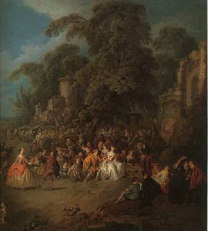 Peinture à l'huile The Fair at Bezons, tableau Jean-Baptiste Joseph Pater 24x36