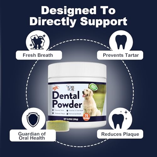 Image of Dog Breath Freshener Dental Powder-Teeth Cleaning Powder for Dogs with Probiotics & Herbs-Plaque & Tartar Remover Oral Care-Chicken & Bacon Flavor-45 & 75 Scoops (75 Scoops, Bacon)