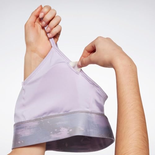 Image of Reebok Women's Satin 91% PES /9% El-Interlock-Hydrophilic Finish /Print-Digital Sublimation-Disperse Classic Workout Sports Bra