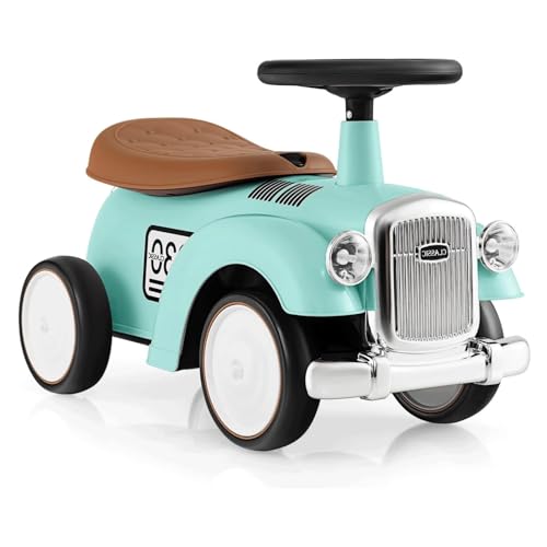 Qxmiguel Coche de Paseo con Volante, bocina y Compartimento bajo el Asiento. Regalo Ideal for niños y niñas (Blanco).(Groen)