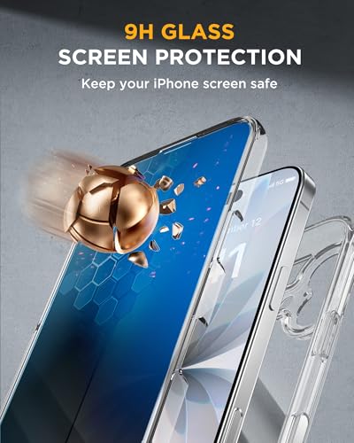 Image of Miracase for iPhone 17 Case with Privacy Screen Protector, Clear | Compatible with MagSafe, 360 Full Body Protection, Full Camera Protection, Military-Grade Shockproof Phone Case 6.3 inch