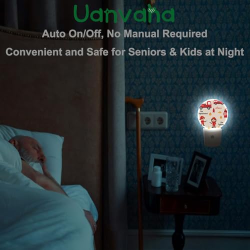 Image of Fireman Night Light Firefighter Fire Alarm Fire Truck Safety Night Lights Plug into Wall 0.5W LED Lighting Auto on /Off for Hallway Stairway Kitchen Bedroom