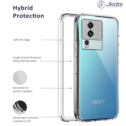 Image of Jkobi Back Cover for Vivo iQOO Neo 7 5G (Silicone Clear Shockproof Case with Camera Protection | Soft and Flexible | Transparent)