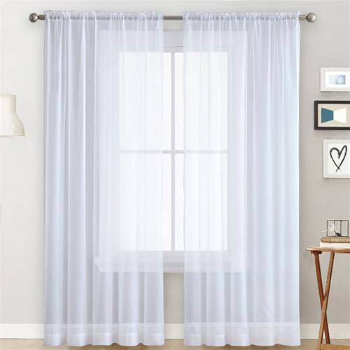 Odot Rideau Voilage Semi Occultant Salon, Couleur Unie Rideaux Voilages Passe Tringle Rideaux Voile Semi Transparent 2 Panneaux Rideau Occultant Fenêtre pour...