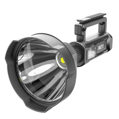 Zanthicia Linterna LED recargable P70, 1500M, largo alcance, 4 modos, pantalla de batería USB ajustable, antorcha con trípode para acampada de patrulla