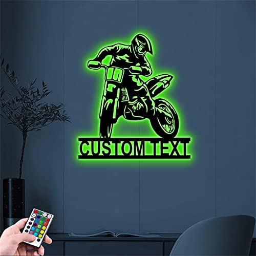 Luce da parete per motocross personalizzata per motocross Targa personalizzata nome pilota Home Decor 16 colori LED luce notturna per la decorazione della stanza dei bambini