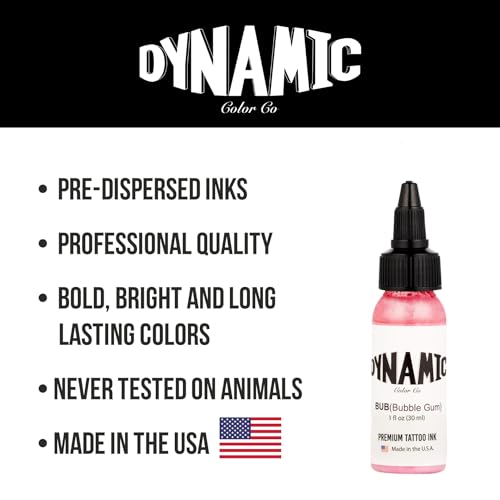 Image of Dynamic Color Bubble Gum Tattoo Ink, Made in USA Since 1990, 1 oz | Sterilized and lot-numbered for full traceability; established American brand trusted by artists worldwide