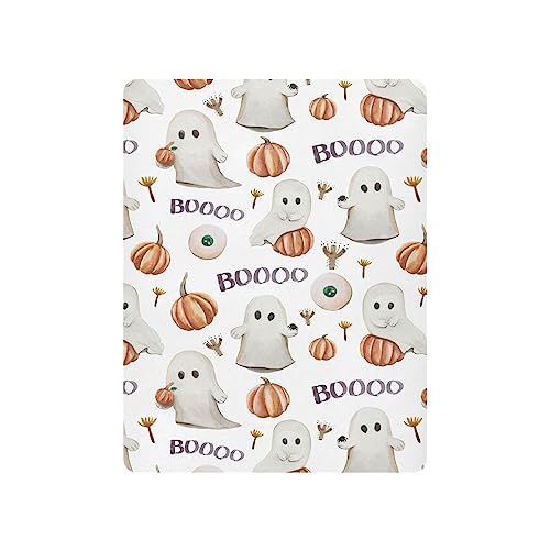 Image of Ghosts Pumpkins Halloween Crib Sheets Soft Breathable Fitted Baby Playard Sheets Mattress Cover for Girl Boys, 39 inch x 27 inch x 5 inch