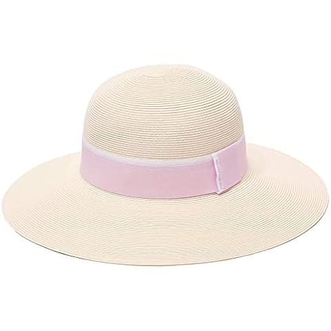 Pineapple&Star Paris Sun Beach Wide Brim Straw Hat Fine Braid UPF50+ for Women (Medium, Ivory) Cover