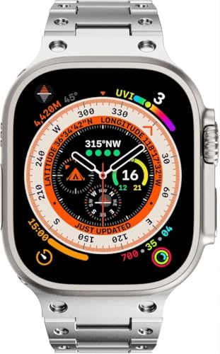 Image of 49mm 45mm 44mm 42mm Compatible Apple Watch Strap, Stainless Steel Link Metal Band for iWatch Ultra | Ultra 2 | Series 9 | 8 | 7 | 6 | 5 | 4 | 3 | 2 | 1 | SE & SE2