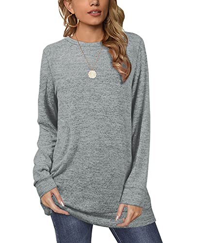 Ofeefan Womens Sweatshirt Pullover Plain Fashion Crew Neck Casual Tunic Sweaters M #TOP2