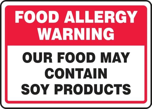 Safety Sign: Food Allergy Warning - Our Food May Contain Soy Products Metal Sign for Home, Business, or Public Use – 8x12 Inch