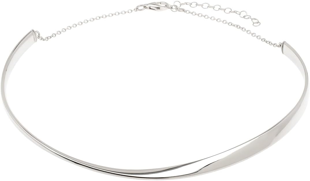JewelryWeb 925 Sterling Silver Polished Sculpted Collar Necklace With Lobster Clasp 18 Inch Collar Necklace for Women