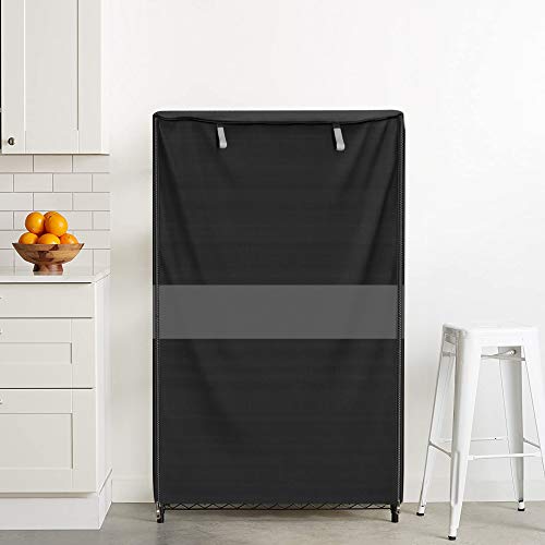 Mollyair Shelf Cover With Side Pocket - Black Primary Color With Gray Middle Stitching,36X18X72 Inch #TOP7