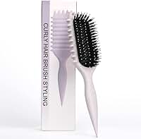 Escova de cabelo encaracolado com cerdas de javali premium para modelar e definir cachos com facilidade, perfeita para mulheres e homens (bege)