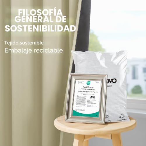 Cortinas salón opacas contra el frío en juego de 2 paneles aislantes de 140x260 cm beige claro 6