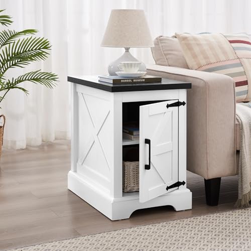 CKEASEAN 24" H Farmhouse End Table, Rustic Wood Sofa Side