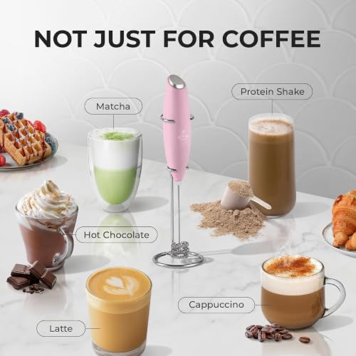 Image of Zulay Kitchen Powerful Milk Frother Wand With Duracell Batteries - Ultra Fast Handheld Drink Mixer - Electric Whisk Foam Maker for Coffee, Lattes, Cappuccino & Matcha - Triple Whisk - Mint Candy