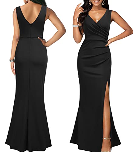 Formal Maxi Dresses For Women Sleeveless High Split Long Bodycon Party High Waist Dresses(X-Large.5456 Newblack) #TOP2