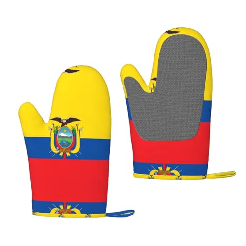 Gants résistants à la chaleur Drapeau de l'Équateur Compatible four et micro-ondes