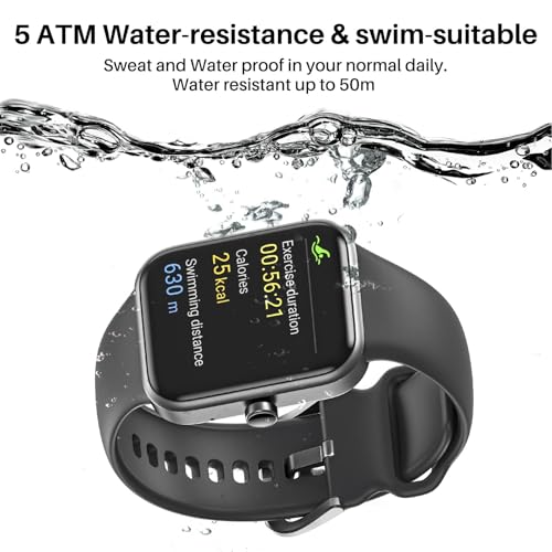 Image of TOZO Smart Watch Alexa Built-in Fitness Tracker with Sleep Monitor, 5ATM Waterproof HD Touchscreen for Men Women Compatible with iPhone&Android Black