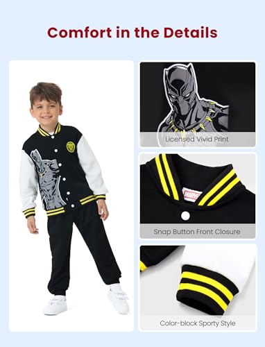 Image of Disney Marvel Bomber Jacket Spider Man Toy Story Cars Varsity Cardigan2-13Y | Officially Licensed Snap Button Coat,Fall Star Wars Graphic Cloth Top,Hulk Venom Stitch Mickey Lightning Mcqueen Kids Apparel