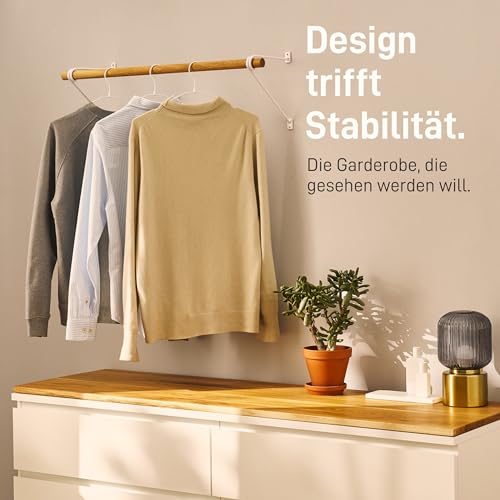 Natural Goods Berlin Wandgarderobe GARD Prenzlberg | Kleiderstangenhalterung Wandmontage | 8mm Materialstärke | Garderobenstange | DIY (Schwarz, T26 x ohne Kleiderstange)
