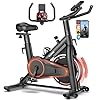 Exercise Bike, Adjustable Magnetic Resistance Stationary Bikes for Home with App Compatible, Quiet Indoor Cycling Bike with 350lbs Weight Capacity Comfortable Seat, Digital Monitor & Phone Mount