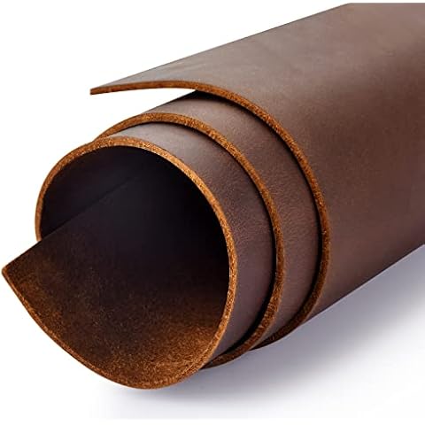 Tooling Leather Square 1.8-2.0MM Thick Genuine Top Full Grain Oil Tan Crazy Horse Cowhide Leather Sheets for Crafts Tooling Sewing Wallet Earring Hobby (Dark Brown, 8"x12") Cover