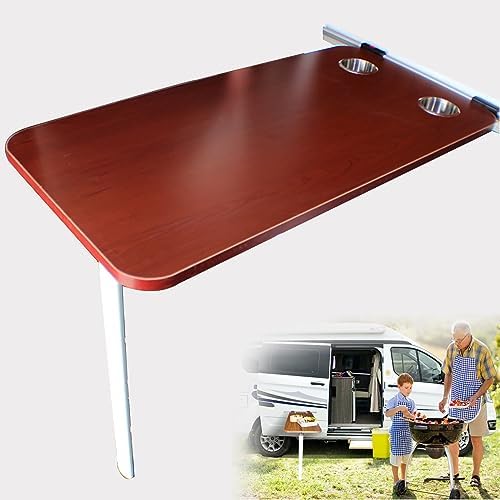 RV Table Leg Bracket with Side Folding Function, RV Folding Table with Multi-Layer Wood Top, Removable and 2 Reserved Water Cup Slots, Perfect for Patio,Yacht,Caravan,Room (Color : C)
