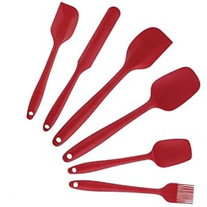 Escueto Silicone Heat-Resistant Spatula Set With Stainless Steel Core (Red) – 6 Piece