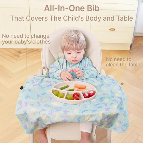 All-in-one Coverall Bib, Baby Feeding Bibs, Long Sleeve, BLW Bibs Covers baby and high chair3