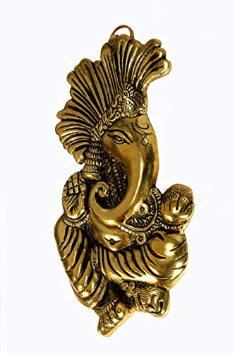 Charmy Crafts Metal Ganesha For Home Wall Decor Religious Decorative Good Luck Showpiece (Golden, 10 Inches Height) (Small) #TOP1
