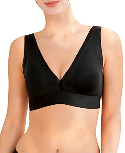 BeReady Damen BH ohne Bügel Push Up Bralette Gepolstert Spitze Plunge Bra Dreieck Ultraleicht Weich Dehnen Damen-BHS 1/2er Pack Cover