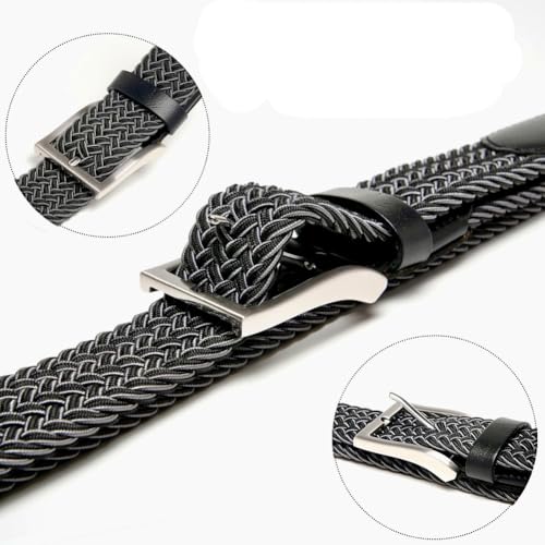 Image of Men's Stretch Braided Elastic Woven Canvas Golf Belt, multicolor,1 3 /8 inch