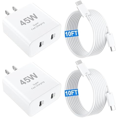 45W USB C iPhone 16 15 Pro Max Charger Fast Charging Block Dual Port iPhone 15 16 Charger & 10FT Long Type C Cable Cord for iPhone 16/16 Pro/Max/15/ProMax Plus, Samsung Galaxy S24, Android Phone, iPad Cover