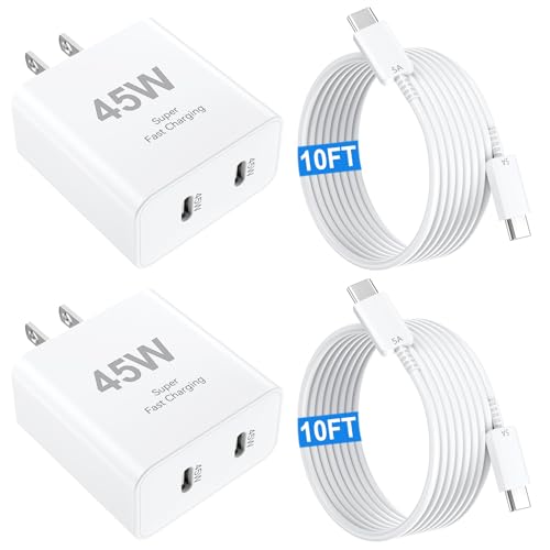 iPhone 16 15 Pro Charger Fast Charging Block 45W USB C Dual Port i Phone 15 16 Pro Max Charger 10FT Long Type C Cable Cord for iPhone 16/16 Pro/Max/15/ProMax Plus, Samsung S25/S24, Android Phone, iPad